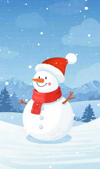 冬天白雪覆盖寒冷唯美雪景小寒插画背景