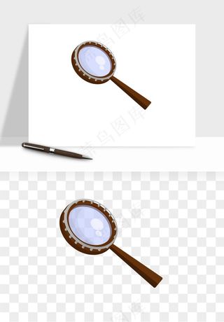 手绘放大镜镜片png免抠