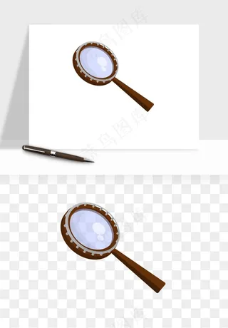 手绘放大镜镜片png免抠