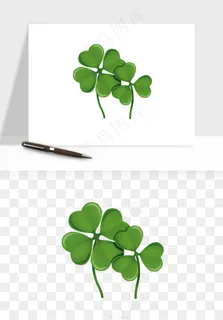 手绘四叶草幸运植物png免抠