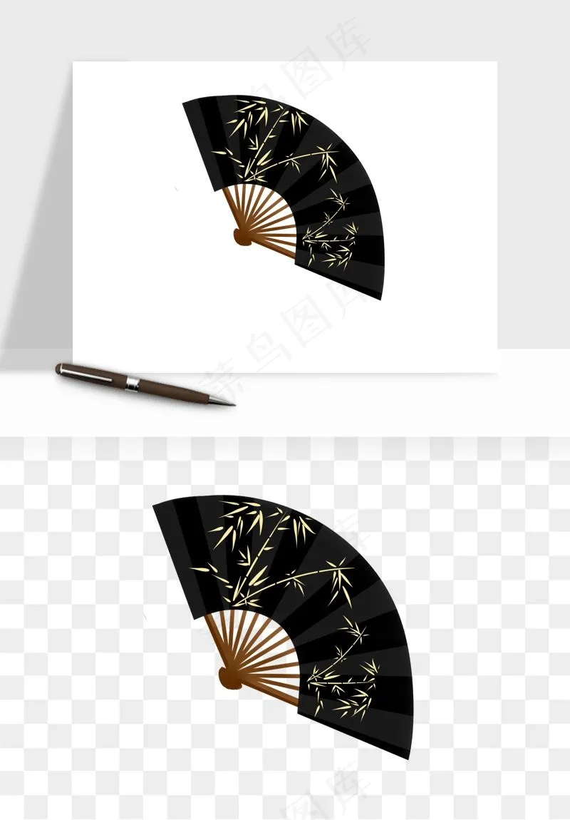 古风扇子元素png免抠