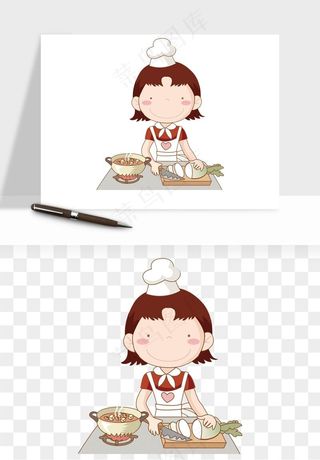 手绘厨师大厨png免抠