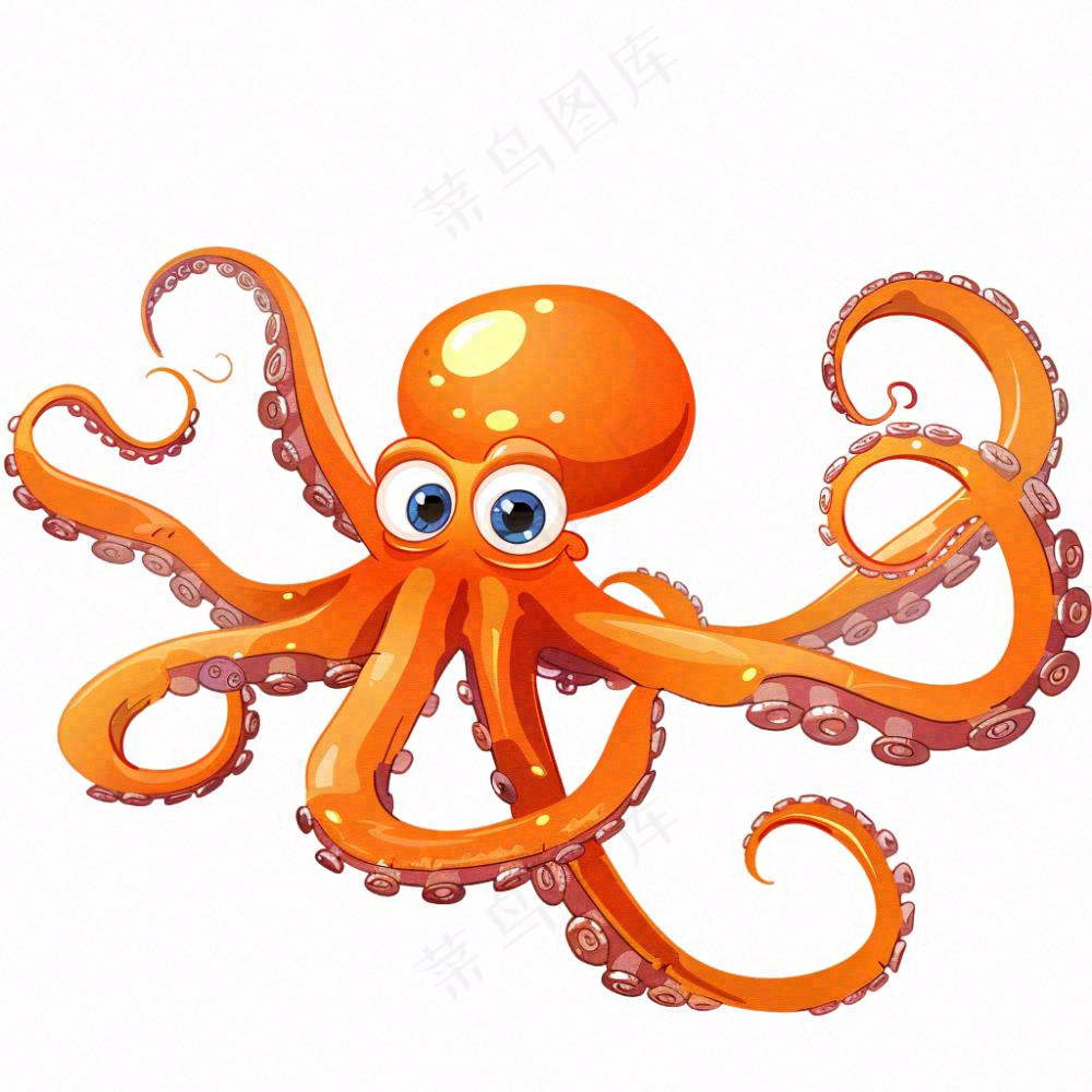 海洋动物章鱼墨鱼鱿鱼卡通插画免抠