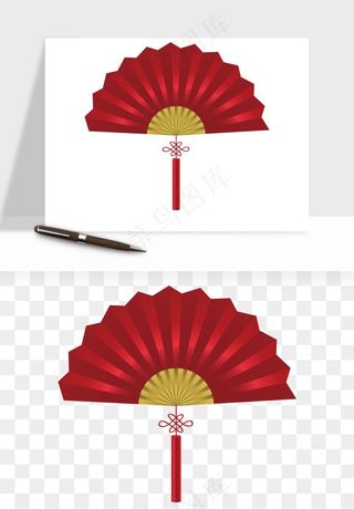 古风扇子元素png免抠