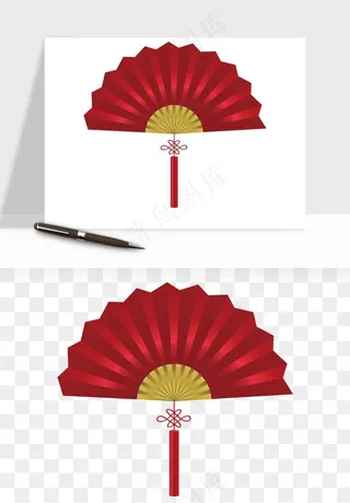 古风扇子元素png免抠
