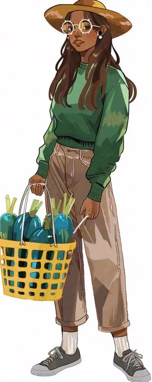 潮流美式高街少女人物卡通插画免抠