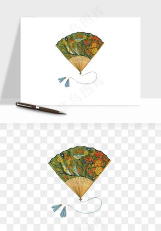 古风扇子元素png免抠