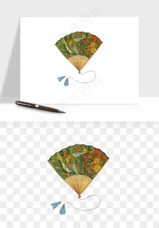 古风扇子元素png免抠