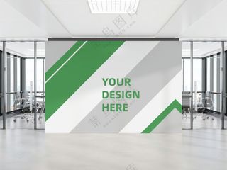 会议室logo标志企业文化墙形象墙贴图样机PSD模板(8)