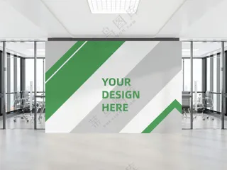 会议室logo标志企业文化墙形象墙贴图样机PSD模板(8)