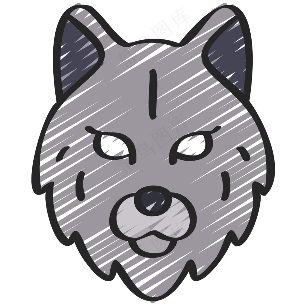 灰色野狼 铅笔手绘图标icon