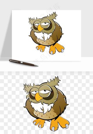 卡通手绘猫头鹰png免抠