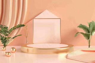 电商促销简约立体几何海报背景电商C4D展台背景