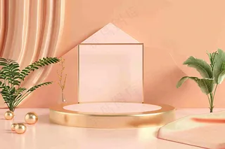 电商促销简约立体几何海报背景电商C4D展台背景