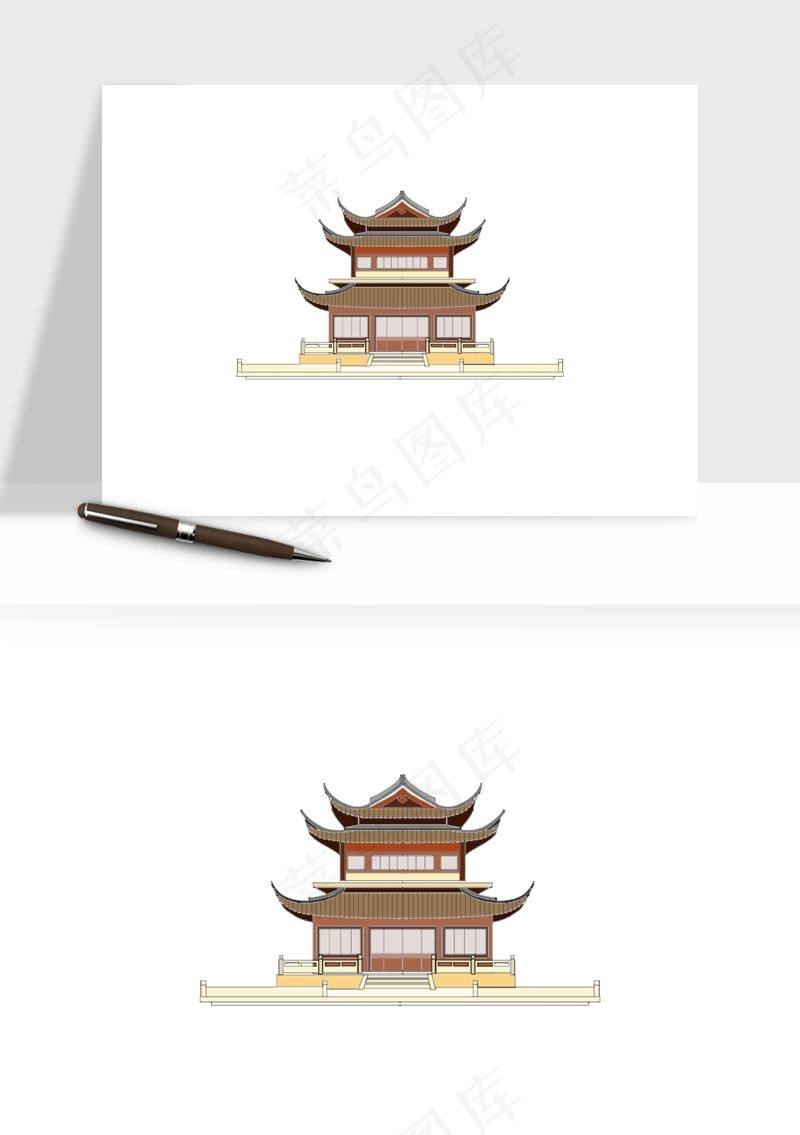 国潮风古建筑古楼古塔鼓楼psd,png免抠图