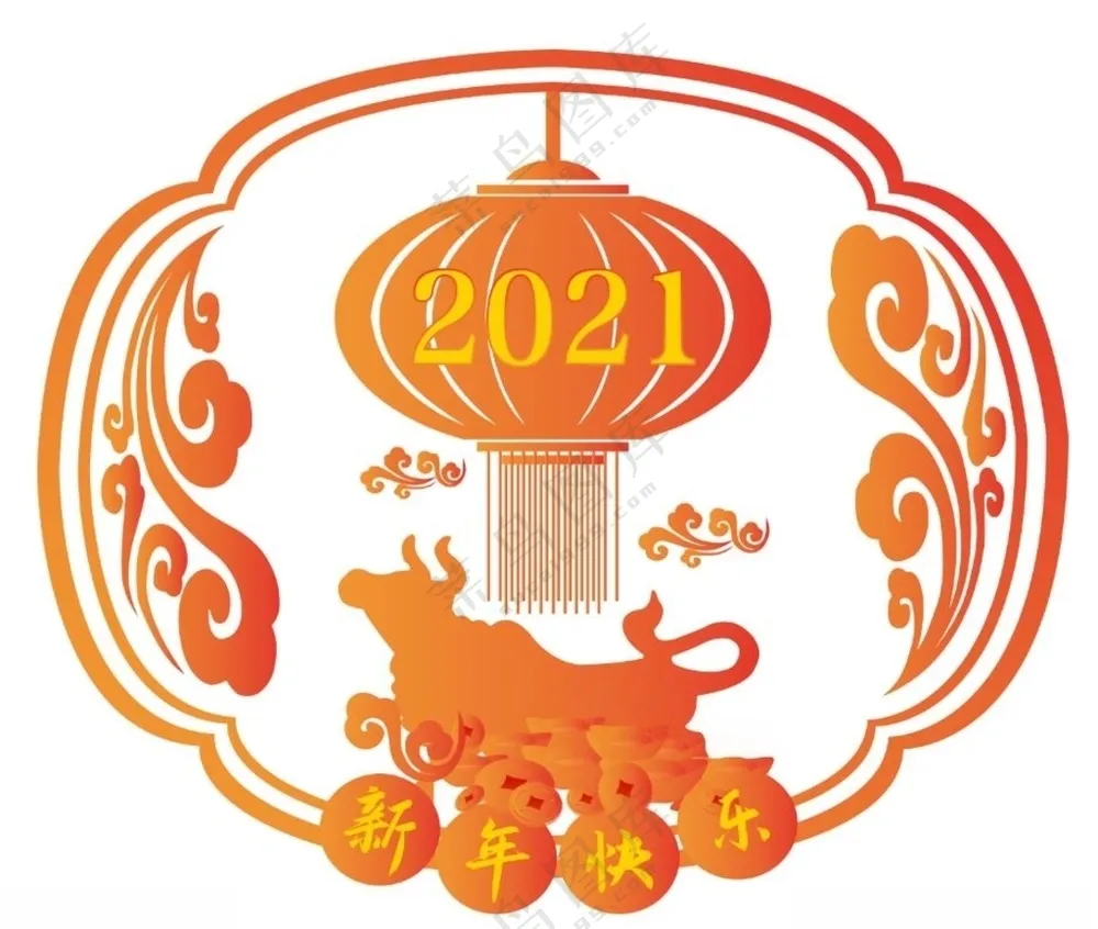 新年窗贴2021年牛年