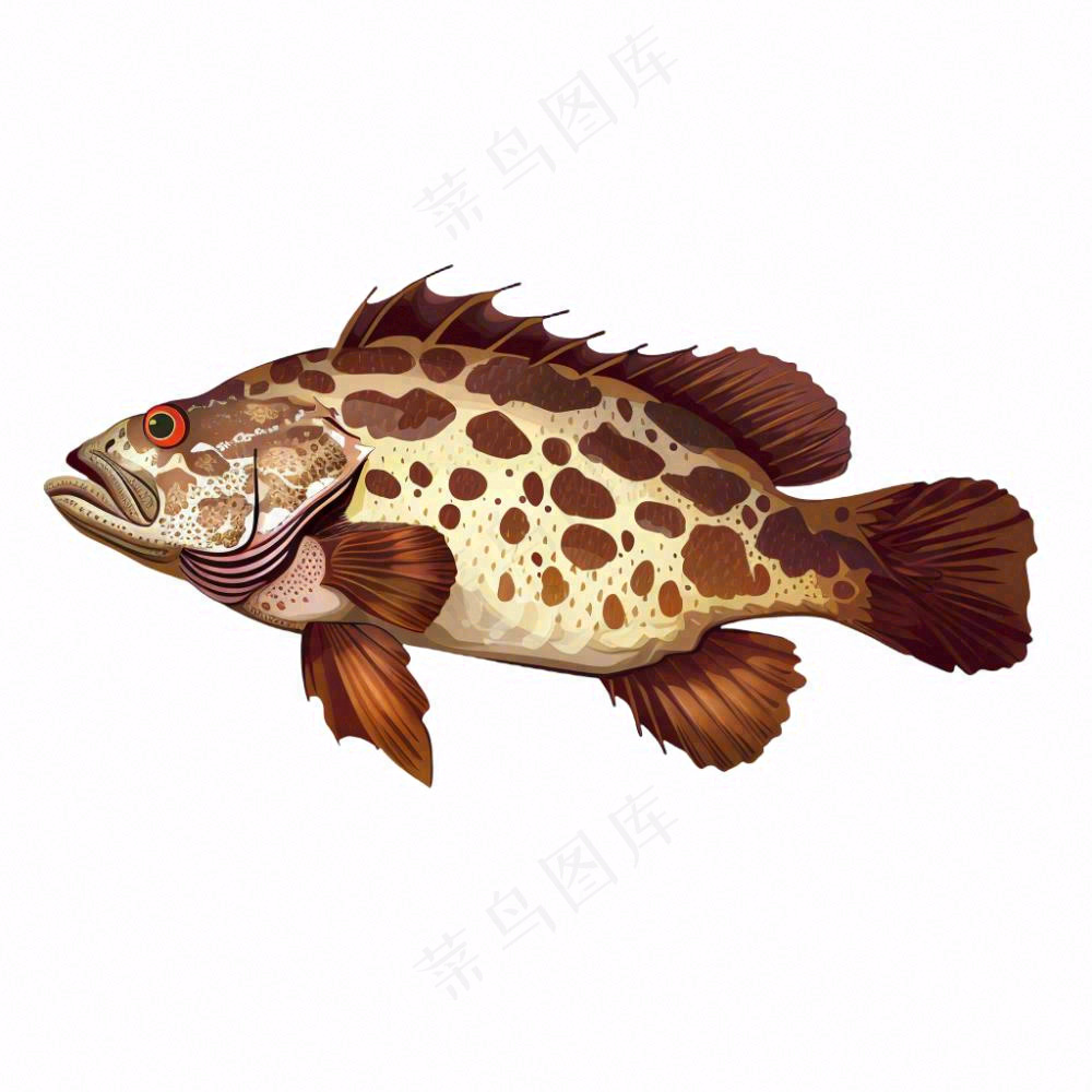 海洋鱼类海鲜卡通插画免抠