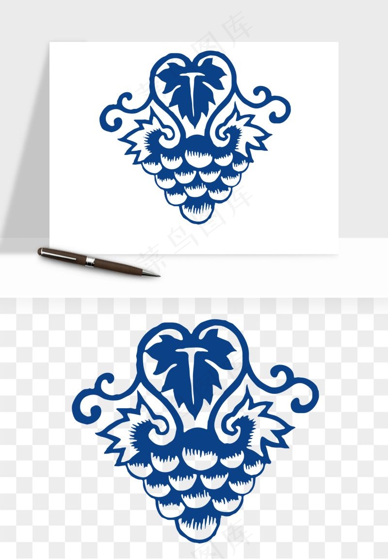 青花瓷花纹花卉图案png免抠