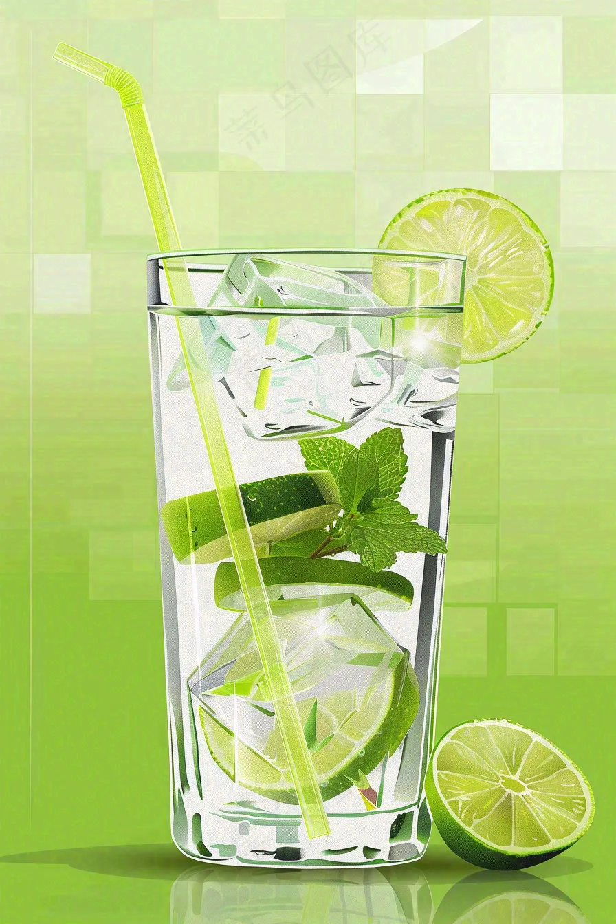 夏日饮品饮料清凉背景