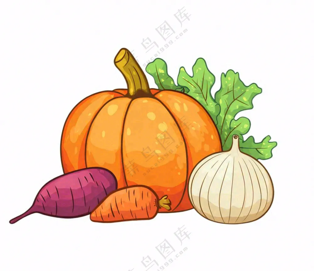 蔬菜南瓜青菜插画免抠
