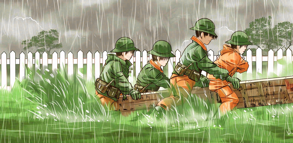 洪水自然灾害防洪预警摄影图