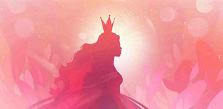 粉色女王女神女生节妇女节唯美插画背景