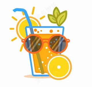 夏日海洋海滩元素卡通插画免抠