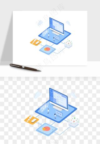 立体2.5d科技商务png免抠