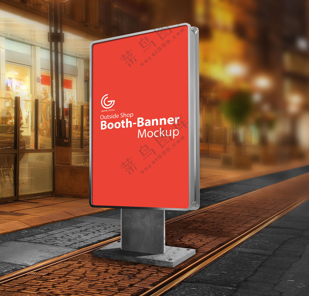 户外广告牌灯箱海报psd样机-259