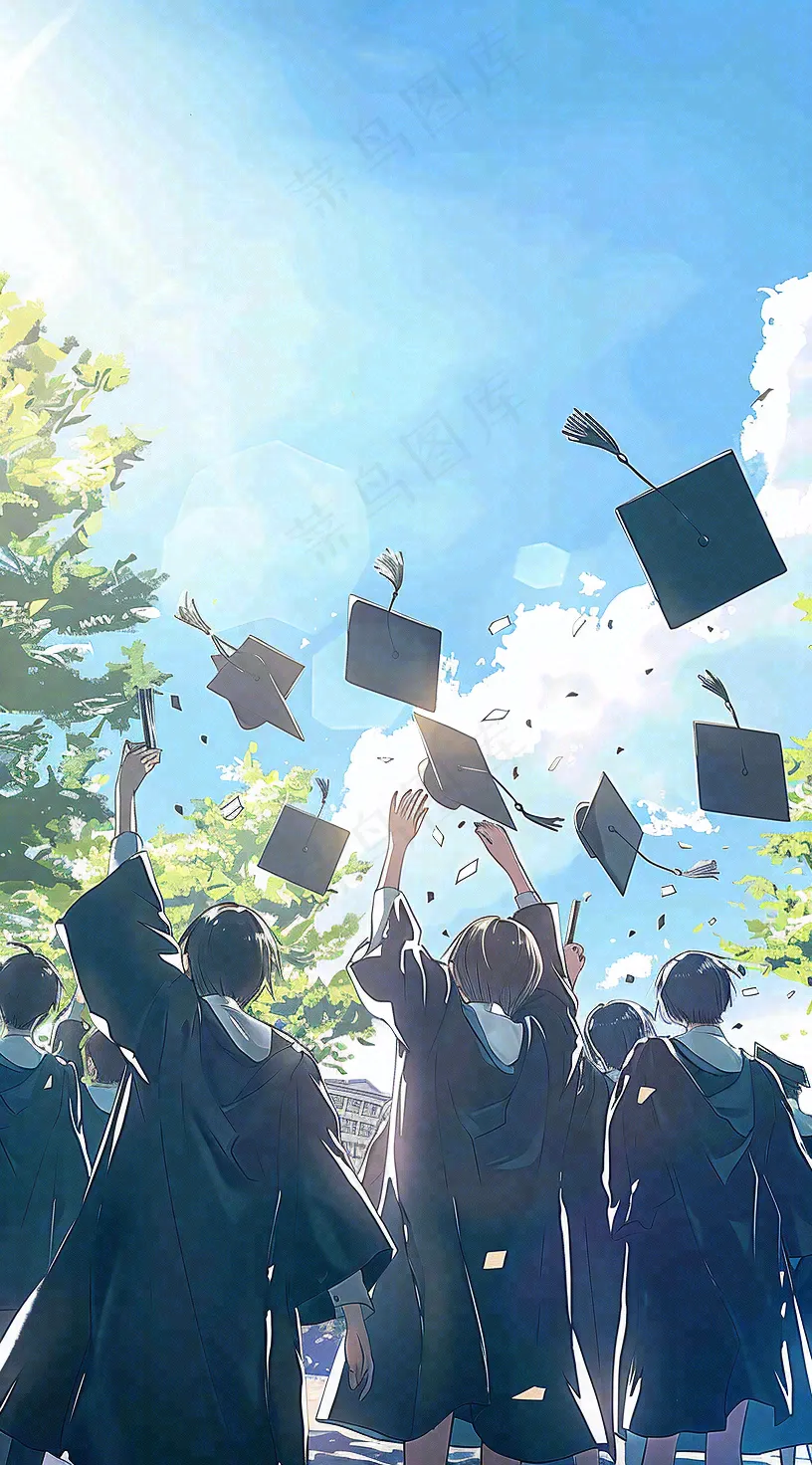 学生毕业季考试青春插画背景