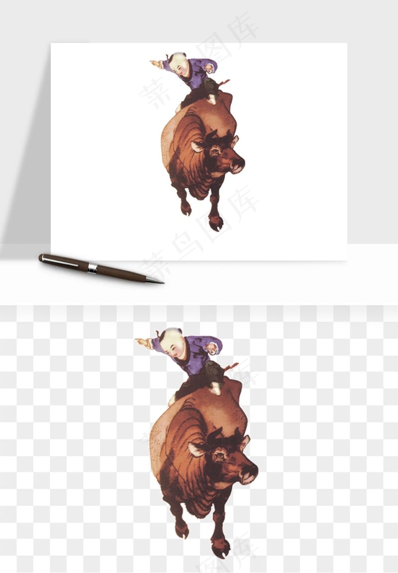 牧童放牛的孩子png免抠