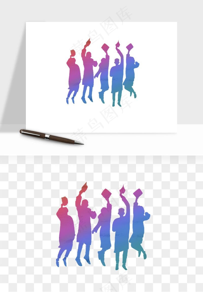 毕业季同学青春人物剪影png免抠