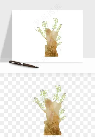 水彩手绘树木png免抠