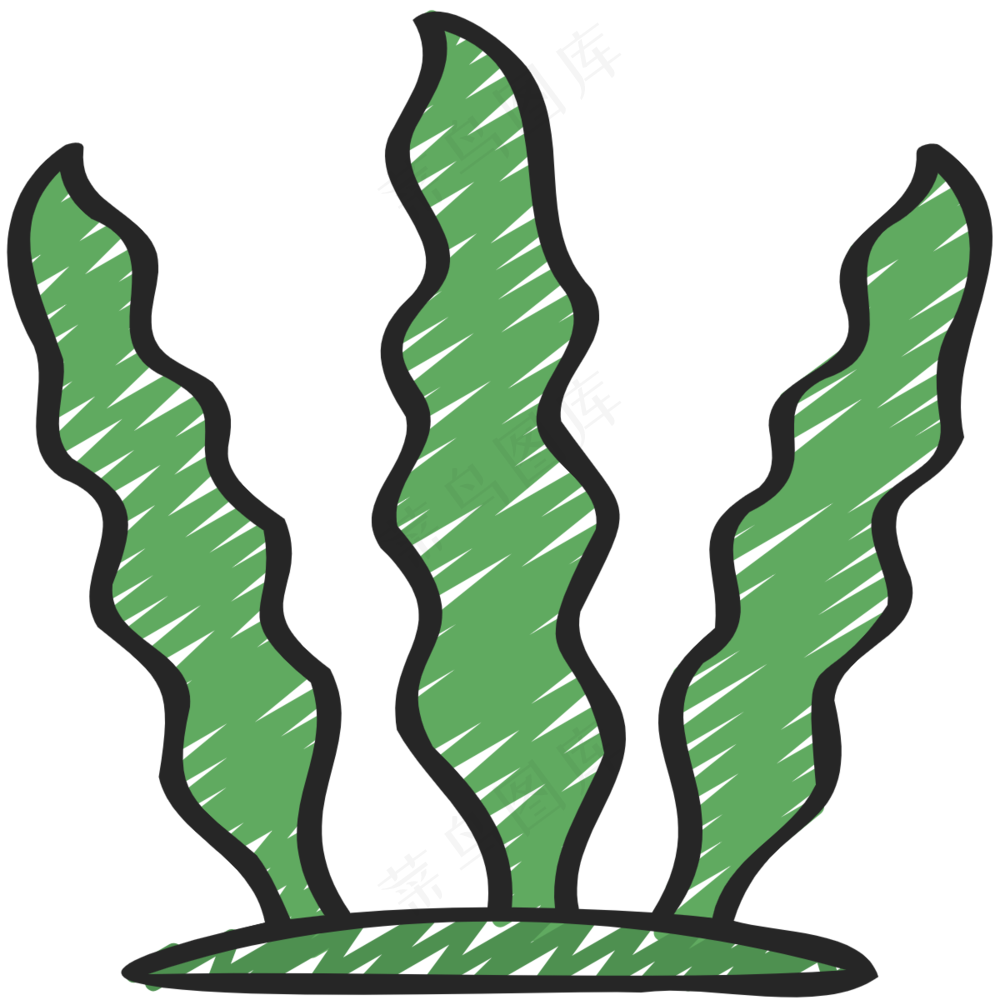 海草 seaweed 绿色健康食品 铅笔手绘图标icon