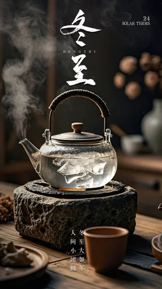 冬至唯美节日大气简约节气海报