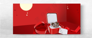 红色背景  红色礼品盒礼盒PSD