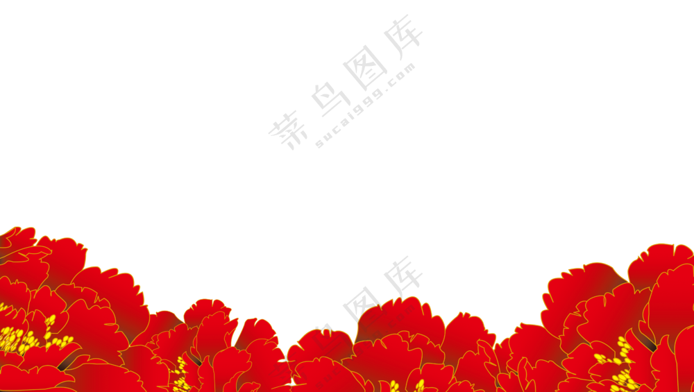 金色线描花朵装饰边框PNG免抠素材