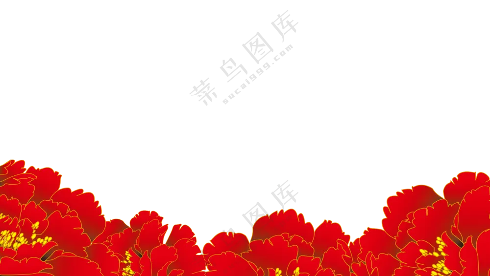 金色线描花朵装饰边框PNG免抠素材