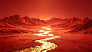 红色流沙金色河流背景图