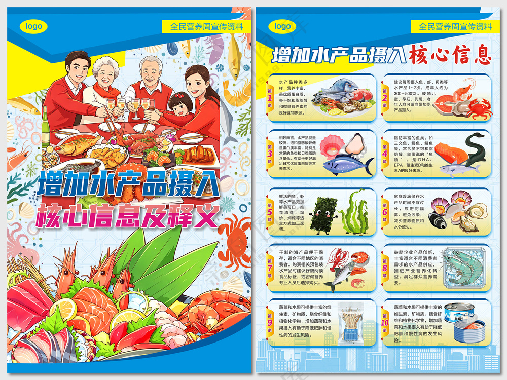 增加水产品摄入核心信息海报