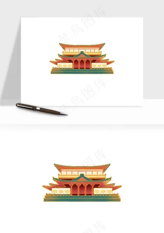 国潮风古建筑古楼古塔鼓楼psd,png免抠图