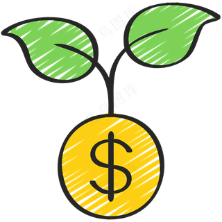 利润金钱增长 铅笔手绘图标icon