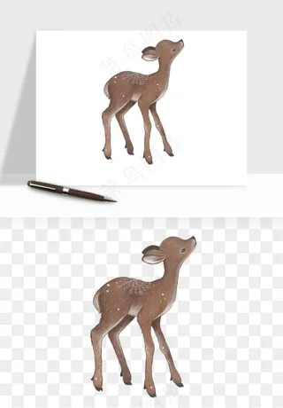 手绘梅花鹿小鹿麋鹿png免抠