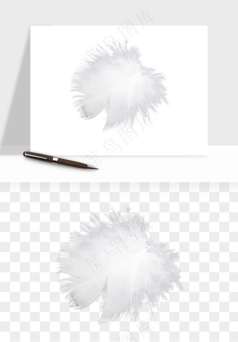 白羽毛漂浮彩色羽毛png免抠