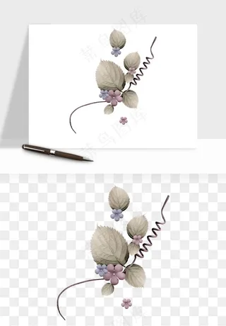 复古花卉相框欧式png免抠