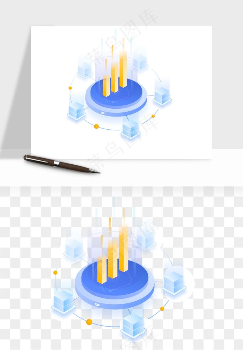 立体2.5d科技商务png免抠