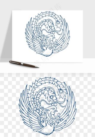 青花瓷花纹花卉图案png免抠