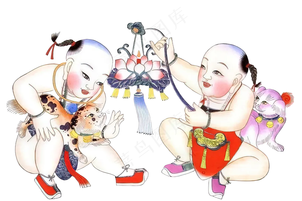 png免抠春节年画人物