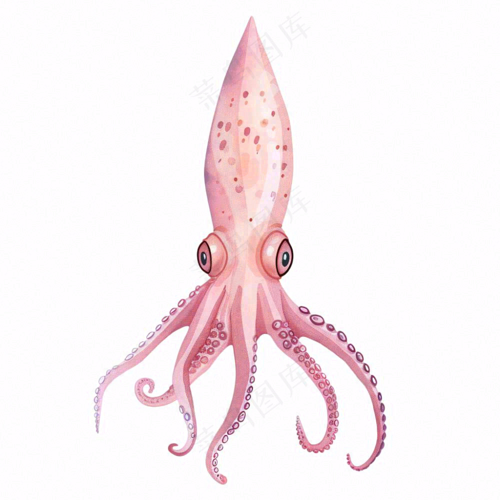海洋动物章鱼墨鱼鱿鱼卡通插画免抠