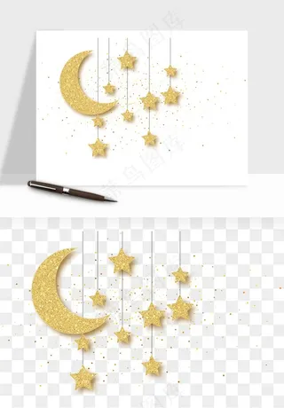 卡通星星月亮挂饰吊坠png免抠